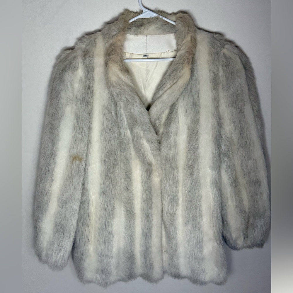 Vintage 1960s Britanny original, faux fur women’s coat. White